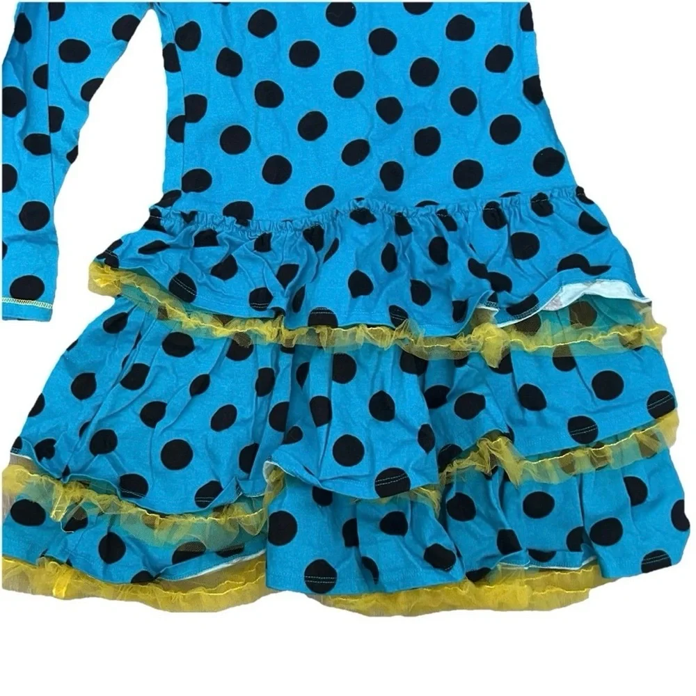 Girls Hanna Andersson Blue Long Sleeve Ruffled Polka Dotted Dress Size 160 cm - Picture 2 of 4